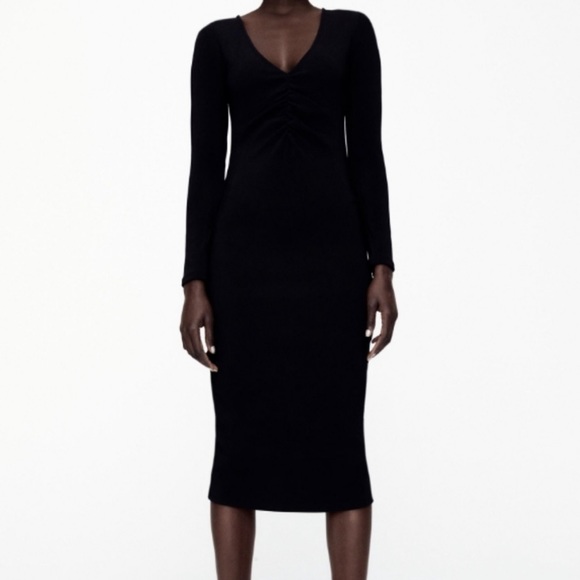 New Zara Black Ottoman Knit Dress 